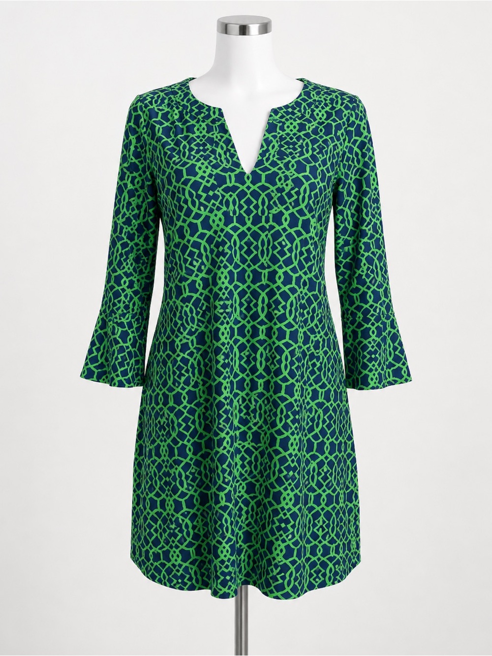 Jude Connally‎ Preppy Resort Travel Shift Dress Trellis Print Small USA